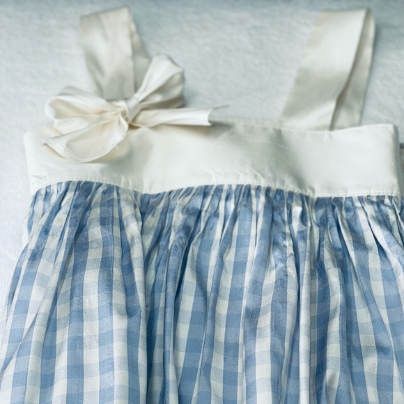 Blue and cream silk dress for little girls - Picture 2 of 7